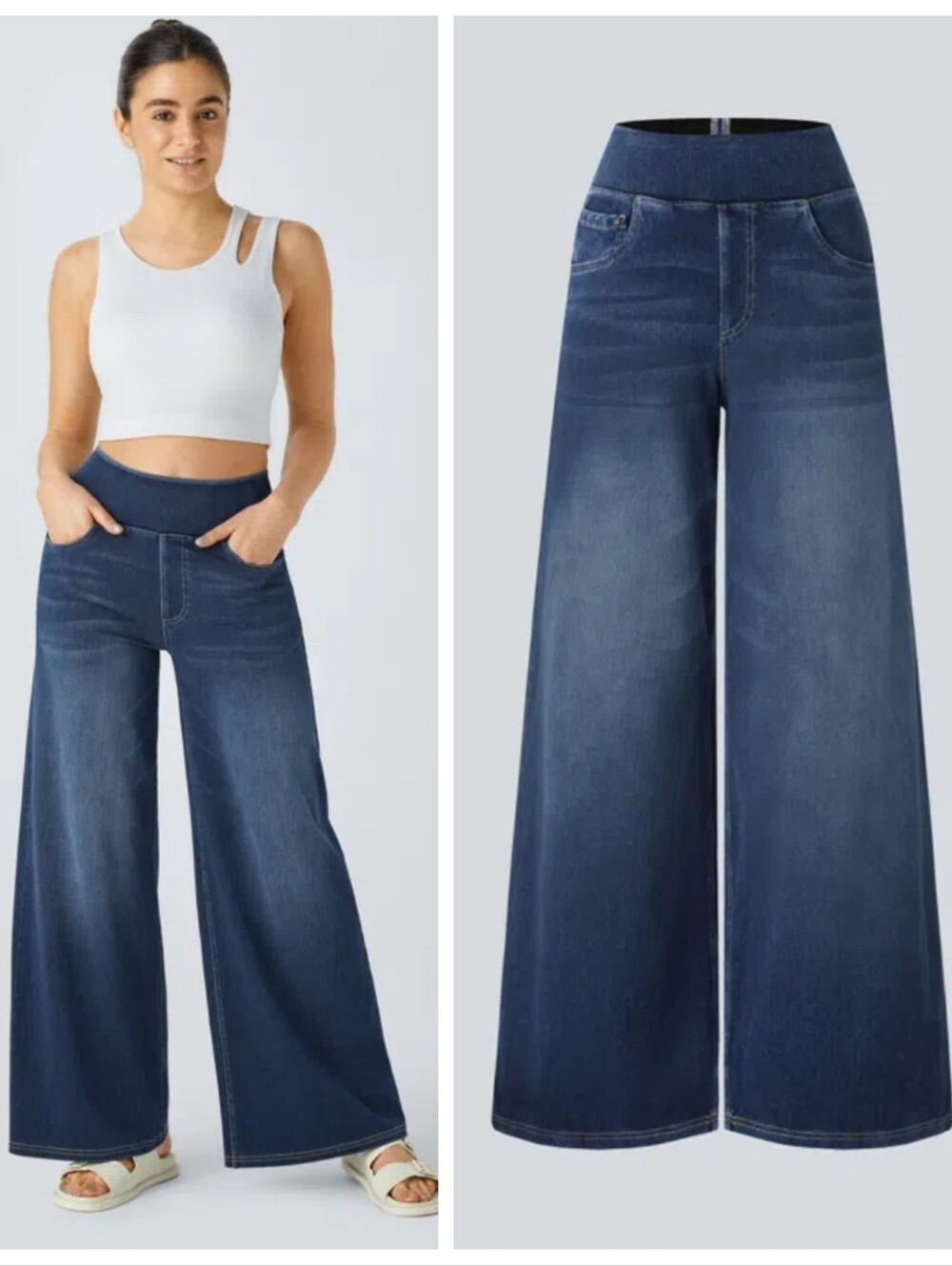 NWT Halara Flex High Waisted Baggy Wide Leg Washed Casual Jeans Women XL Relaxed